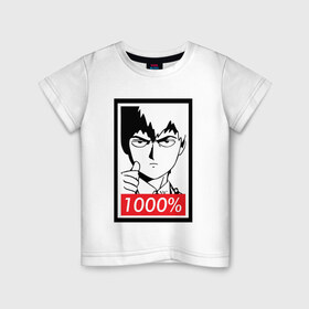 Детская футболка хлопок с принтом 1000 , 100% хлопок | круглый вырез горловины, полуприлегающий силуэт, длина до линии бедер | anime | mob psycho 100 | shigeo kageyama | аниме | моб психо 100