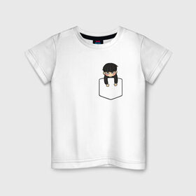 Детская футболка хлопок с принтом Моб в кармане , 100% хлопок | круглый вырез горловины, полуприлегающий силуэт, длина до линии бедер | Тематика изображения на принте: anime | mob psycho 100 | shigeo kageyama | аниме | моб психо 100