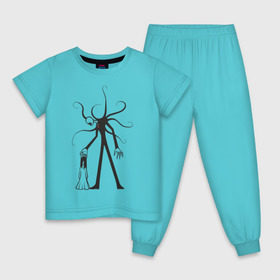 Детская пижама хлопок с принтом Слендермен и ребёнок , 100% хлопок |  брюки и футболка прямого кроя, без карманов, на брюках мягкая резинка на поясе и по низу штанин
 | Тематика изображения на принте: монстры | ужасы