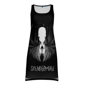 Платье-майка 3D с принтом SLENDER MAN , 100% полиэстер | полуприлегающий силуэт, широкие бретели, круглый вырез горловины, удлиненный подол сзади. | horror | slender | slender the arrival | slenderman | монстры | ночь | фантастика