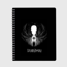 Тетрадь с принтом SLENDER MAN , 100% бумага | 48 листов, плотность листов — 60 г/м2, плотность картонной обложки — 250 г/м2. Листы скреплены сбоку удобной пружинной спиралью. Уголки страниц и обложки скругленные. Цвет линий — светло-серый
 | horror | slender | slender the arrival | slenderman | монстры | ночь | фантастика