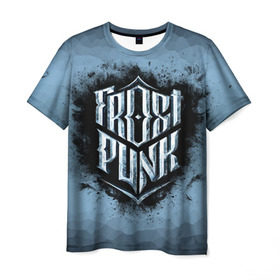 Мужская футболка 3D с принтом Frostpunk Logo , 100% полиэфир | прямой крой, круглый вырез горловины, длина до линии бедер | frost punk | frostpunk | фрост панк | фростпанк