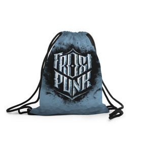 Рюкзак-мешок 3D с принтом Frostpunk Logo , 100% полиэстер | плотность ткани — 200 г/м2, размер — 35 х 45 см; лямки — толстые шнурки, застежка на шнуровке, без карманов и подкладки | frost punk | frostpunk | фрост панк | фростпанк