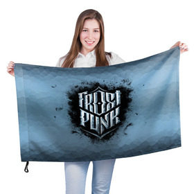 Флаг 3D с принтом Frostpunk Logo , 100% полиэстер | плотность ткани — 95 г/м2, размер — 67 х 109 см. Принт наносится с одной стороны | frost punk | frostpunk | фрост панк | фростпанк