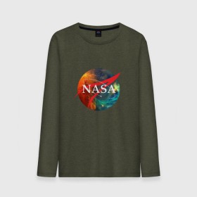 Мужской лонгслив хлопок с принтом Nasa Space , 100% хлопок |  | америка | астронавт | звезды | космонавт | космос | логотип | наса | сша
