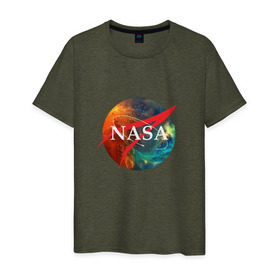 Мужская футболка хлопок с принтом Nasa Space , 100% хлопок | прямой крой, круглый вырез горловины, длина до линии бедер, слегка спущенное плечо. | америка | астронавт | звезды | космонавт | космос | логотип | наса | сша