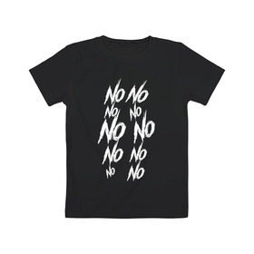 Детская футболка хлопок с принтом No No(Slenderman) , 100% хлопок | круглый вырез горловины, полуприлегающий силуэт, длина до линии бедер | 
