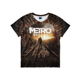 Детская футболка 3D с принтом METRO EXODUS , 100% гипоаллергенный полиэфир | прямой крой, круглый вырез горловины, длина до линии бедер, чуть спущенное плечо, ткань немного тянется | exodus | horror | metro exodus | survival | игры | исход | метро | метро 2035