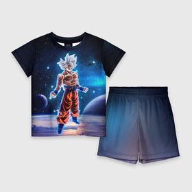 Детский костюм с шортами 3D с принтом Goku on a planet ,  |  | anime | dragon ball | аниме | гоку | драгон бол | дракона жемчуг