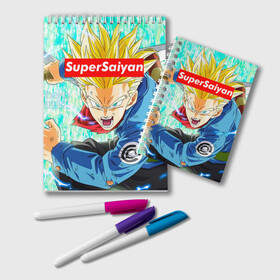 Блокнот с принтом Super Saiyan , 100% бумага | 48 листов, плотность листов — 60 г/м2, плотность картонной обложки — 250 г/м2. Листы скреплены удобной пружинной спиралью. Цвет линий — светло-серый
 | Тематика изображения на принте: anime | dragon ball | аниме | гоку | драгон бол | дракона жемчуг