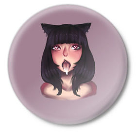 Значок с принтом Kitty ,  металл | круглая форма, металлическая застежка в виде булавки | ahegao | anime | аниме | ахегао