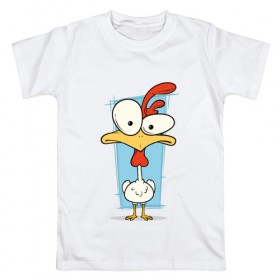 Мужская футболка хлопок с принтом Петух , 100% хлопок | прямой крой, круглый вырез горловины, длина до линии бедер, слегка спущенное плечо. | курица | курочка | мультяшная | мультяшный | петушок | птица