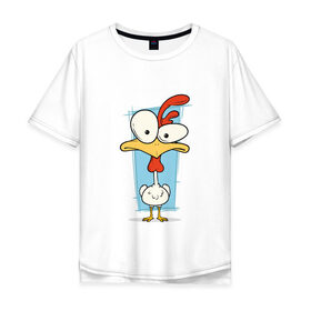Мужская футболка хлопок Oversize с принтом Петух , 100% хлопок | свободный крой, круглый ворот, “спинка” длиннее передней части | курица | курочка | мультяшная | мультяшный | петушок | птица