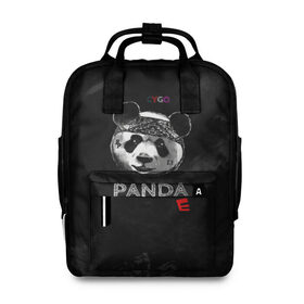 Женский рюкзак 3D с принтом Cygo - panda E , 100% полиэстер | лямки с регулируемой длиной, сверху ручки, чтобы рюкзак нести как сумку. Основное отделение закрывается на молнию, как и внешний карман. Внутри два дополнительных кармана, один из которых закрывается на молнию. По бокам два дополнительных кармашка, куда поместится маленькая бутылочка
 | Тематика изображения на принте: cygo | panda e | rap | бандана | гепард | голова | леонид вакальчук | медведь | мы бежим с тобой как будто от гепарда | надпись | панда е | реп | репер | рэп | рэпер | сайго | суго | цуго