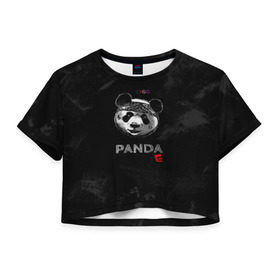 Женская футболка 3D укороченная с принтом Cygo - panda E , 100% полиэстер | круглая горловина, длина футболки до линии талии, рукава с отворотами | cygo | panda e | rap | бандана | гепард | голова | леонид вакальчук | медведь | мы бежим с тобой как будто от гепарда | надпись | панда е | реп | репер | рэп | рэпер | сайго | суго | цуго