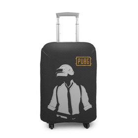 Чехол для чемодана 3D с принтом PUBG: Carbon , 86% полиэфир, 14% спандекс | двустороннее нанесение принта, прорези для ручек и колес | battle royal | battlegrounds | playerunknowns | pubg | игра | камуфляж | карбон | минималист | пабг | папг | персонаж | пубг | силуэт