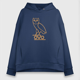 Женское худи Oversize хлопок с принтом OVO owl , френч-терри — 70% хлопок, 30% полиэстер. Мягкий теплый начес внутри —100% хлопок | боковые карманы, эластичные манжеты и нижняя кромка, капюшон на магнитной кнопке | drake | hotlinebling | more life | ovo | sixgod | дрейк