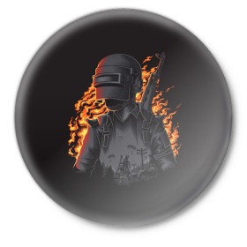 Значок с принтом PUBG ,  металл | круглая форма, металлическая застежка в виде булавки | playerunknowns battlegrounds | pubg