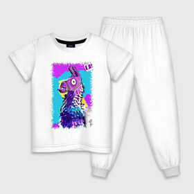 Детская пижама хлопок с принтом Fortnite , 100% хлопок |  брюки и футболка прямого кроя, без карманов, на брюках мягкая резинка на поясе и по низу штанин
 | fortnite | королевская битва