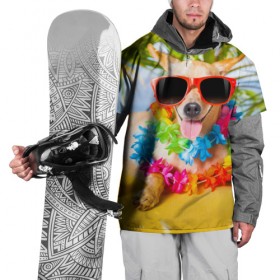 Накидка на куртку 3D с принтом пляж , 100% полиэстер |  | sea | гавайи | лето | море | океан | отдых | очки | пляж | собака | той терьер