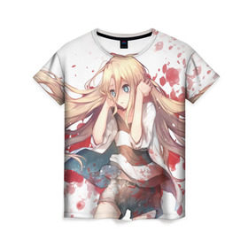 Женская футболка 3D с принтом Ангел кровопролития , 100% полиэфир ( синтетическое хлопкоподобное полотно) | прямой крой, круглый вырез горловины, длина до линии бедер | angels of death | anime | satsuriku no tenshi | ангел кровопролития | аниме