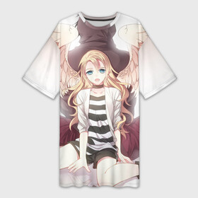 Платье-футболка 3D с принтом Рейчел ангел ,  |  | angels of death | anime | satsuriku no tenshi | ангел кровопролития | аниме