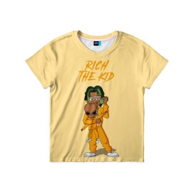 Детская футболка 3D с принтом Rich The Kid , 100% гипоаллергенный полиэфир | прямой крой, круглый вырез горловины, длина до линии бедер, чуть спущенное плечо, ткань немного тянется | freshman | kid | plug | rap | rich | the | walk | богатый | волк | зе кид | инопланетянин | нло | плаг | ребенок | репер | рич | рэп | рэпер | фрешмен