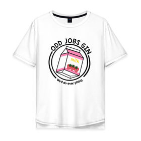 Мужская футболка хлопок Oversize с принтом Strawberry Milk Odd Jobs Gin , 100% хлопок | свободный крой, круглый ворот, “спинка” длиннее передней части | anime | gin tama | gintama | аниме | гинтама