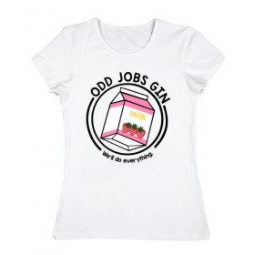 Женская футболка хлопок с принтом Strawberry Milk Odd Jobs Gin , 100% хлопок | прямой крой, круглый вырез горловины, длина до линии бедер, слегка спущенное плечо | anime | gin tama | gintama | аниме | гинтама