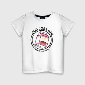 Детская футболка хлопок с принтом Strawberry Milk Odd Jobs Gin , 100% хлопок | круглый вырез горловины, полуприлегающий силуэт, длина до линии бедер | Тематика изображения на принте: anime | gin tama | gintama | аниме | гинтама