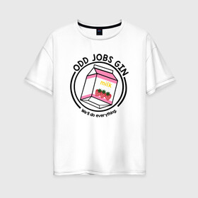 Женская футболка хлопок Oversize с принтом Strawberry Milk Odd Jobs Gin , 100% хлопок | свободный крой, круглый ворот, спущенный рукав, длина до линии бедер
 | anime | gin tama | gintama | аниме | гинтама