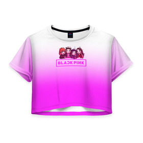 Женская футболка 3D укороченная с принтом BLACKPINK , 100% полиэстер | круглая горловина, длина футболки до линии талии, рукава с отворотами | blackpink | k pop | блэк пинк | дженни | джису | лис | розэ
