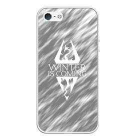 Чехол для iPhone 5/5S матовый с принтом WINTER IS COMING , Силикон | Область печати: задняя сторона чехла, без боковых панелей | Тематика изображения на принте: dovahkiin | fus ro dah | royal play | rpg | skyrim | tes | tes online | the elder scrolls | война | докавин | компьютерные игры | рпг