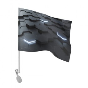Флаг для автомобиля с принтом НАНО СОТЫ , 100% полиэстер | Размер: 30*21 см | abstract | abstraction | comb | texture | абстракция | бронь | соты | стальные соты | текстуры