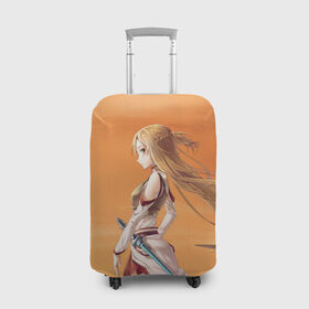 Чехол для чемодана 3D с принтом Yuuki Asuna , 86% полиэфир, 14% спандекс | двустороннее нанесение принта, прорези для ручек и колес | art | online | sword | ветер | волосы | девушка | длинные | золотистые | мастера | меч | меча | онлайн