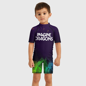 Детский купальный костюм 3D с принтом IMAGINE DRAGONS , Полиэстер 85%, Спандекс 15% | застежка на молнии на спине | Тематика изображения на принте: alteranative rock | imagone dragons | music | rap | rock | альтернативный рок | группа | драконы | музыка | музыканты | реп | рок