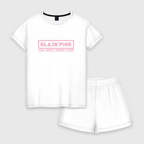 Женская пижама с шортиками хлопок с принтом BlackPink , 100% хлопок | футболка прямого кроя, шорты свободные с широкой мягкой резинкой | blackpink | k pop | блэк пинк