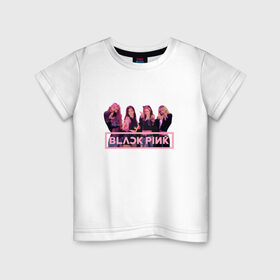 Детская футболка хлопок с принтом Black Pink , 100% хлопок | круглый вырез горловины, полуприлегающий силуэт, длина до линии бедер | black pink | blackpink | square two | square up | дженни ким | лалиса манобан