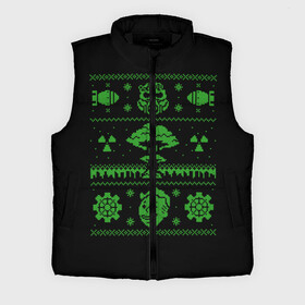 Мужской жилет утепленный 3D с принтом Новогодний Фалаут ,  |  | christmas fallout | christmas sweater | fallout | sweater | sweater style | новогодний свитер | новый год | свитер | фалаут