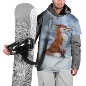 Накидка на куртку 3D с принтом Гордый лис , 100% полиэстер |  | белый | зима | лес | лис | лиса | мех | оранжевый | охотник | природа | снег | хитрый