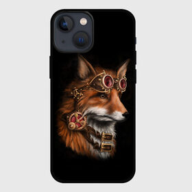 Чехол для iPhone 13 mini с принтом КОРОЛЕВСКИЙ ЛИС | KING FOX ,  |  | белый | золото | лис | лиса | мех | оранжевый | охотник | очки | ремень | хитрый