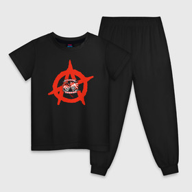 Детская пижама хлопок с принтом Монгол Шуудан , 100% хлопок |  брюки и футболка прямого кроя, без карманов, на брюках мягкая резинка на поясе и по низу штанин
 | монгол шуудан анархия анархо рок рок панк