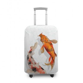 Чехол для чемодана 3D с принтом Приношу удачу , 86% полиэфир, 14% спандекс | двустороннее нанесение принта, прорези для ручек и колес | вода | золотые | рыбы | счастье | удача