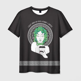 Мужская футболка 3D с принтом Gorgon , 100% полиэфир | прямой крой, круглый вырез горловины, длина до линии бедер | black magic | coffee | food | gorgon | love | magic | medusa | witchcraft | горгона | греция | кофе | магия | медуза