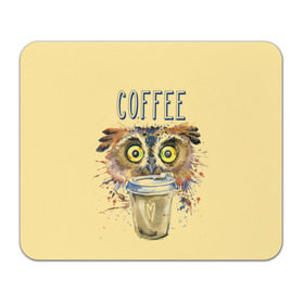 Коврик прямоугольный с принтом Сова и кофе , натуральный каучук | размер 230 х 185 мм; запечатка лицевой стороны | coffee | food | love | owl | кофе | сова