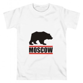 Мужская футболка хлопок с принтом Moscow , 100% хлопок | прямой крой, круглый вырез горловины, длина до линии бедер, слегка спущенное плечо. | moscow | москва | русский