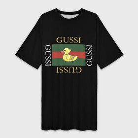 Платье-футболка 3D с принтом gussi ,  |  | gussi | гуси | гусси | гусь | гуччи | утка | хова