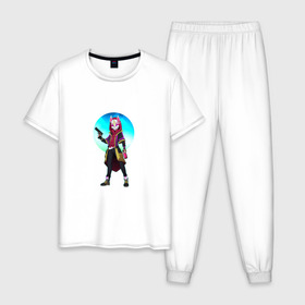 Мужская пижама хлопок с принтом Fortnite. Drift , 100% хлопок | брюки и футболка прямого кроя, без карманов, на брюках мягкая резинка на поясе и по низу штанин
 | 