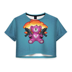 Женская футболка 3D укороченная с принтом Fortnite Bear , 100% полиэстер | круглая горловина, длина футболки до линии талии, рукава с отворотами | battle | bear | epic | fortnite | games | royale | save | soldier | teddy | teddybear | world | битва | королевская | медведь | мишка | солдат | фортнайт