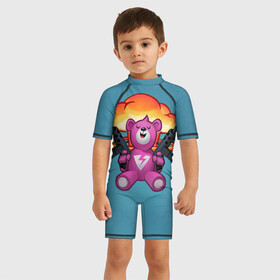 Детский купальный костюм 3D с принтом Fortnite Bear , Полиэстер 85%, Спандекс 15% | застежка на молнии на спине | battle | bear | epic | fortnite | games | royale | save | soldier | teddy | teddybear | world | битва | королевская | медведь | мишка | солдат | фортнайт